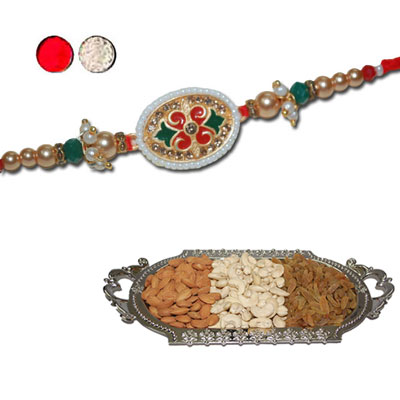 "RAKHIS -AD 4290 A (Single Rakhi) , Dryfruit Thali - code RD200 - Click here to View more details about this Product
